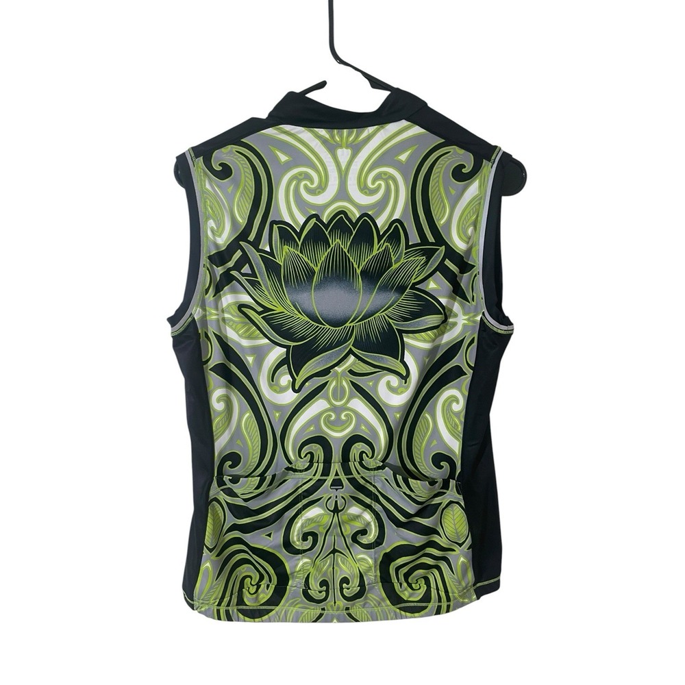 Yellowman Women's Large Lotus Tribal Half Zip Sleeveless Cycling Jersey Top